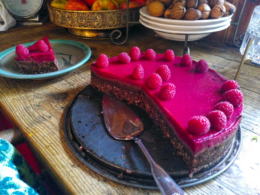 Vegane Rohkost Himbeertorte Schoko